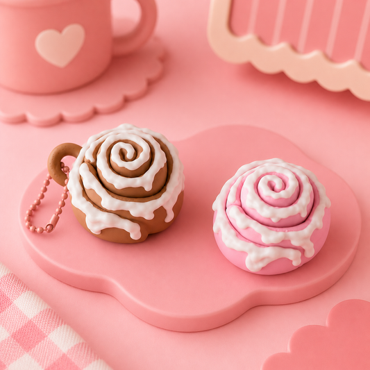 Cinnamon Roll Single Clicker Keyring