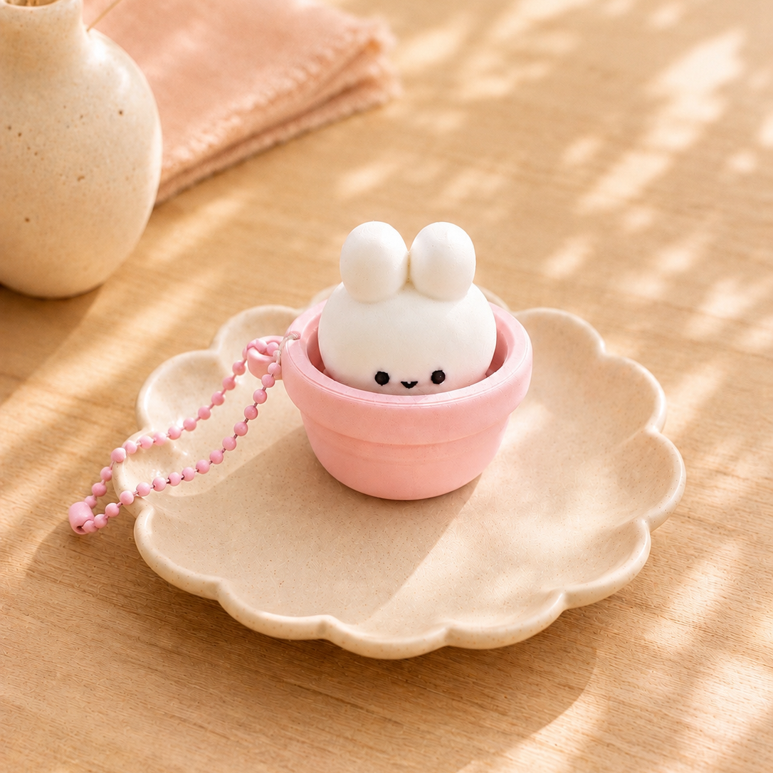 Bunny Pot Single Clicker Keychain