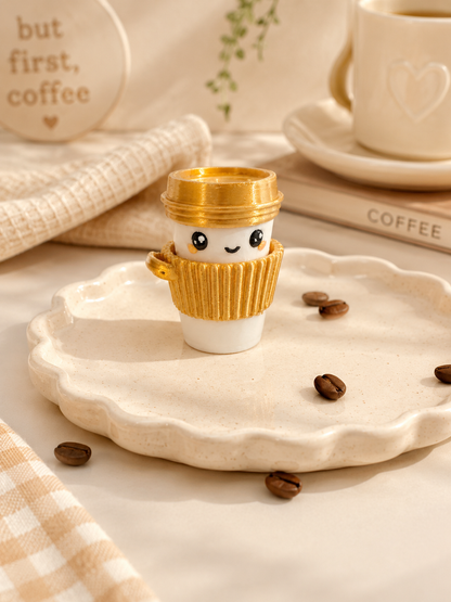 Coffee Cup Single Clicker Keychain