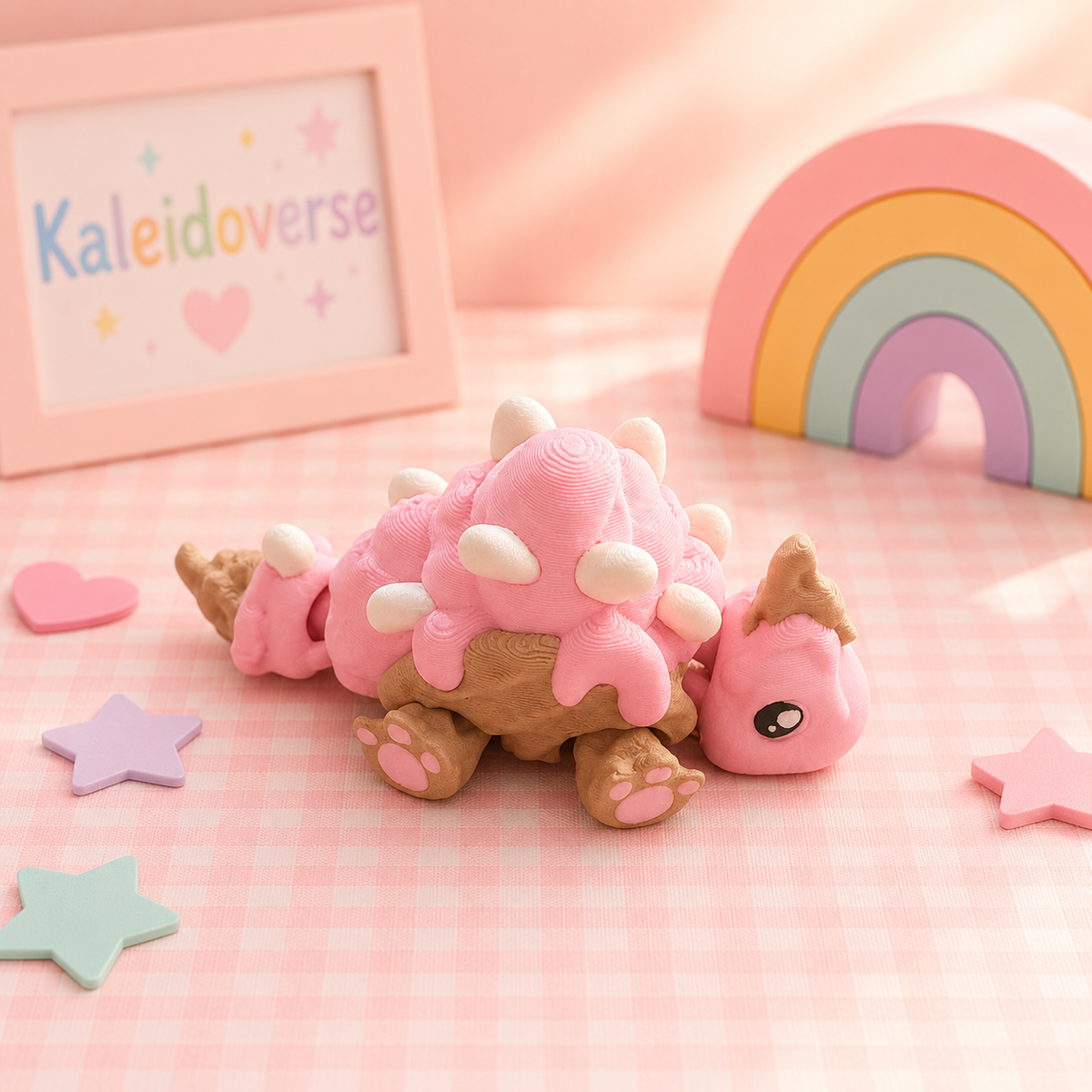 Scooposaurus Dinosaur Flexi Ice Cream Stegosaurus Dinosaur - Strawberry Pink