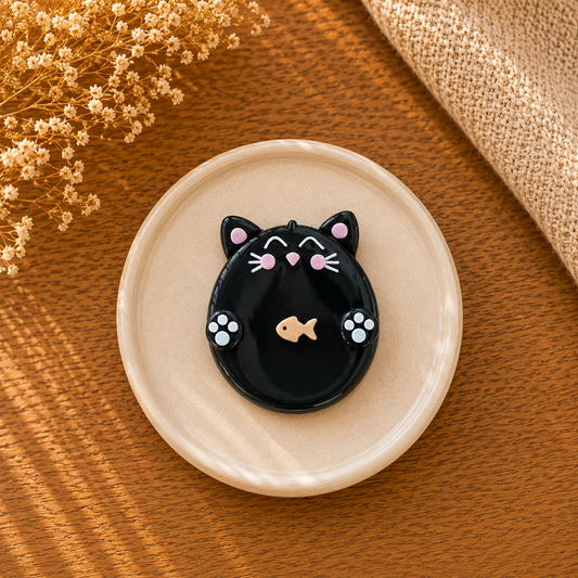 Black Cat Worry Stone Sensory Toy Handmade Polymer Clay