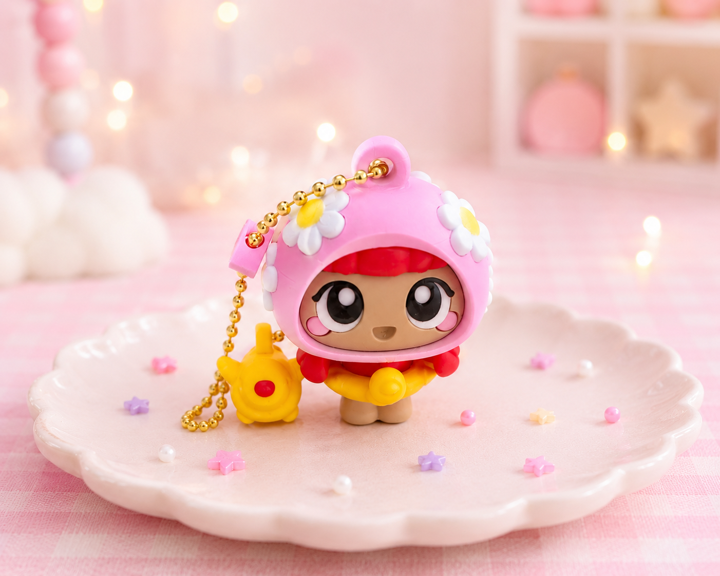 Summer Girlie Doll -  Rose - Keychain with Charms