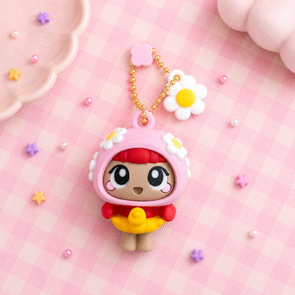 Summer Girlie Doll -  Rose - Keychain with Charms