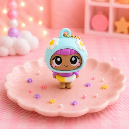 Summer Girlie Doll -  Bubblegum - Keychain with Charms
