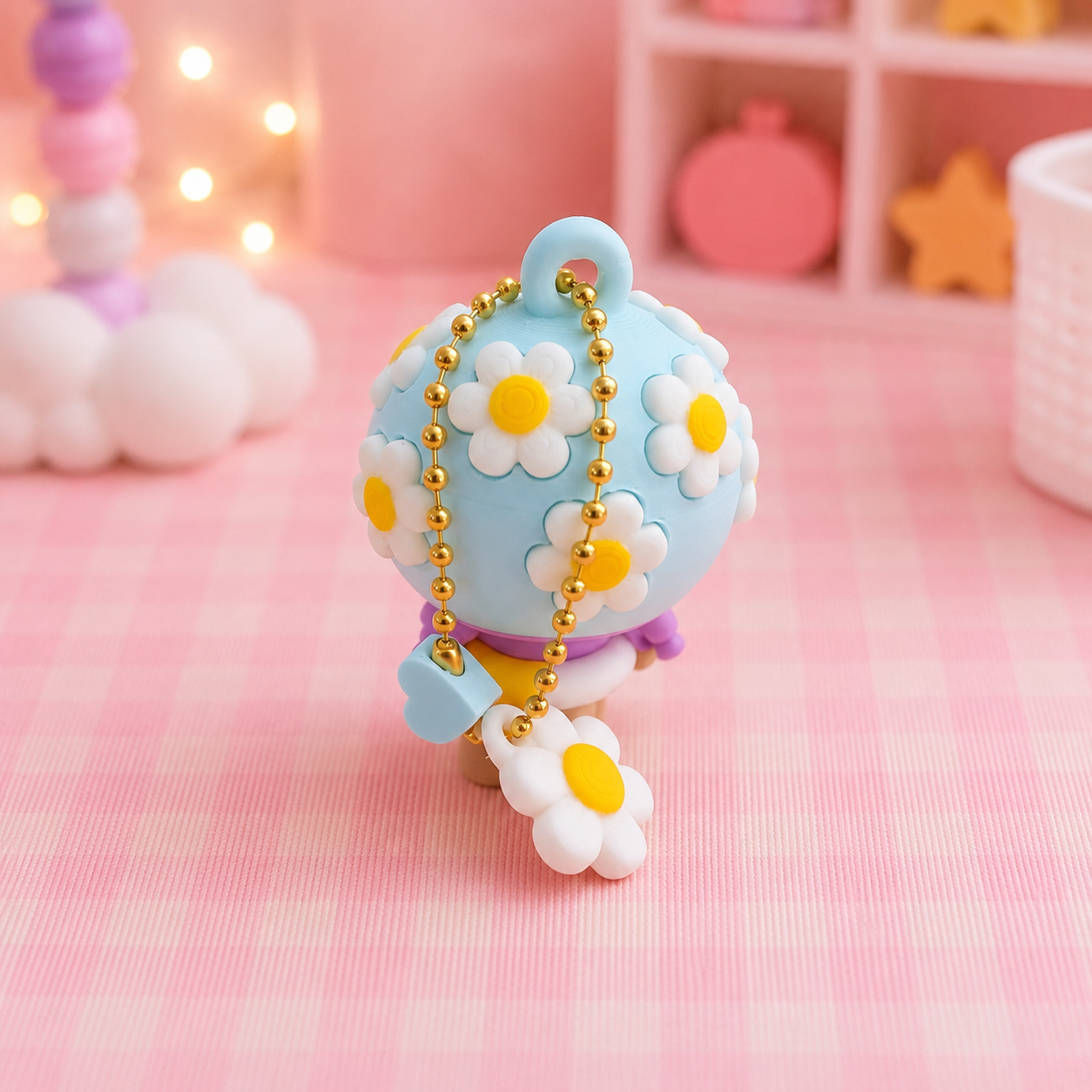 Summer Girlie Doll -  Bubblegum - Keychain with Charms