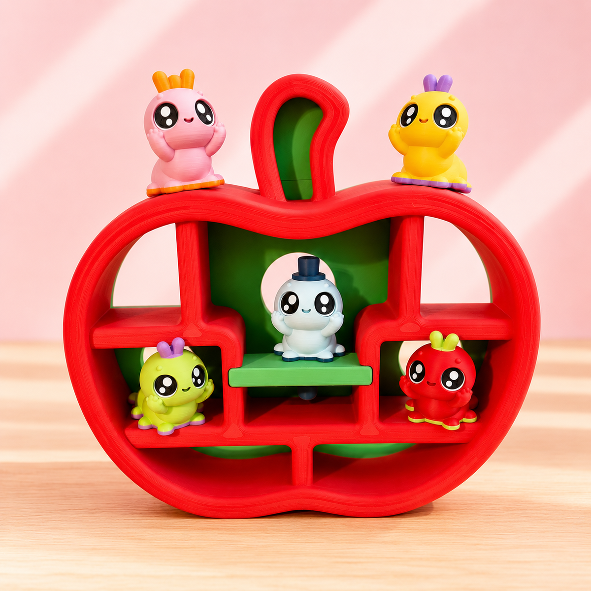 Apple Shelf with Worms Playset