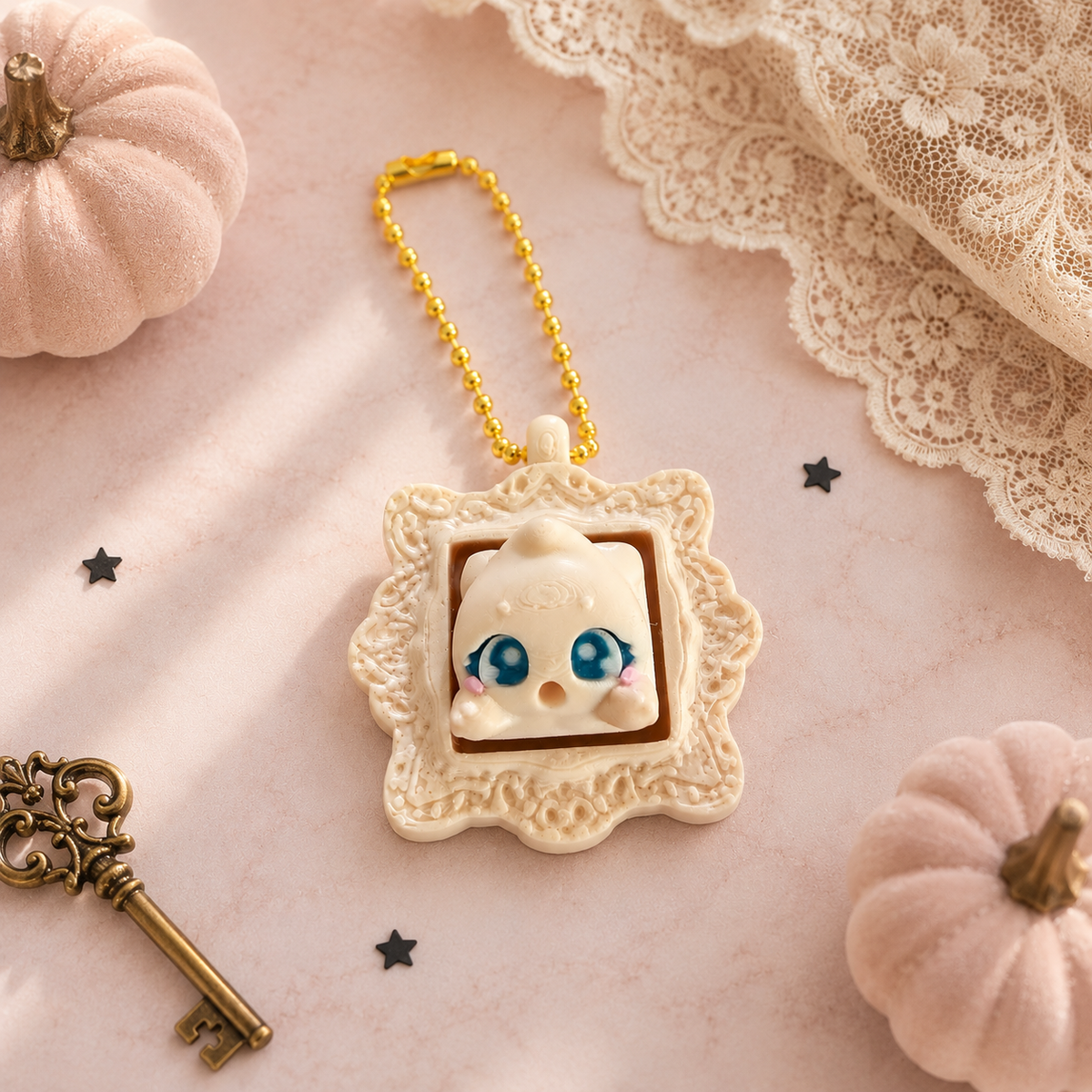 Spooky Framed Lady Boo Single Clicker Keychain