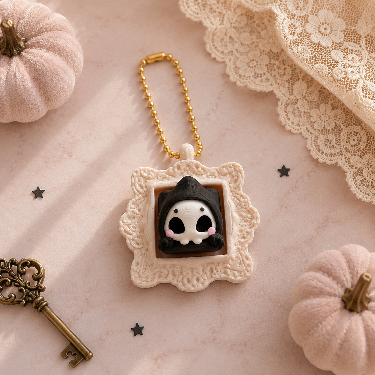 Spooky Framed Little Reaper Single Clicker Sensory Fidget Keychain